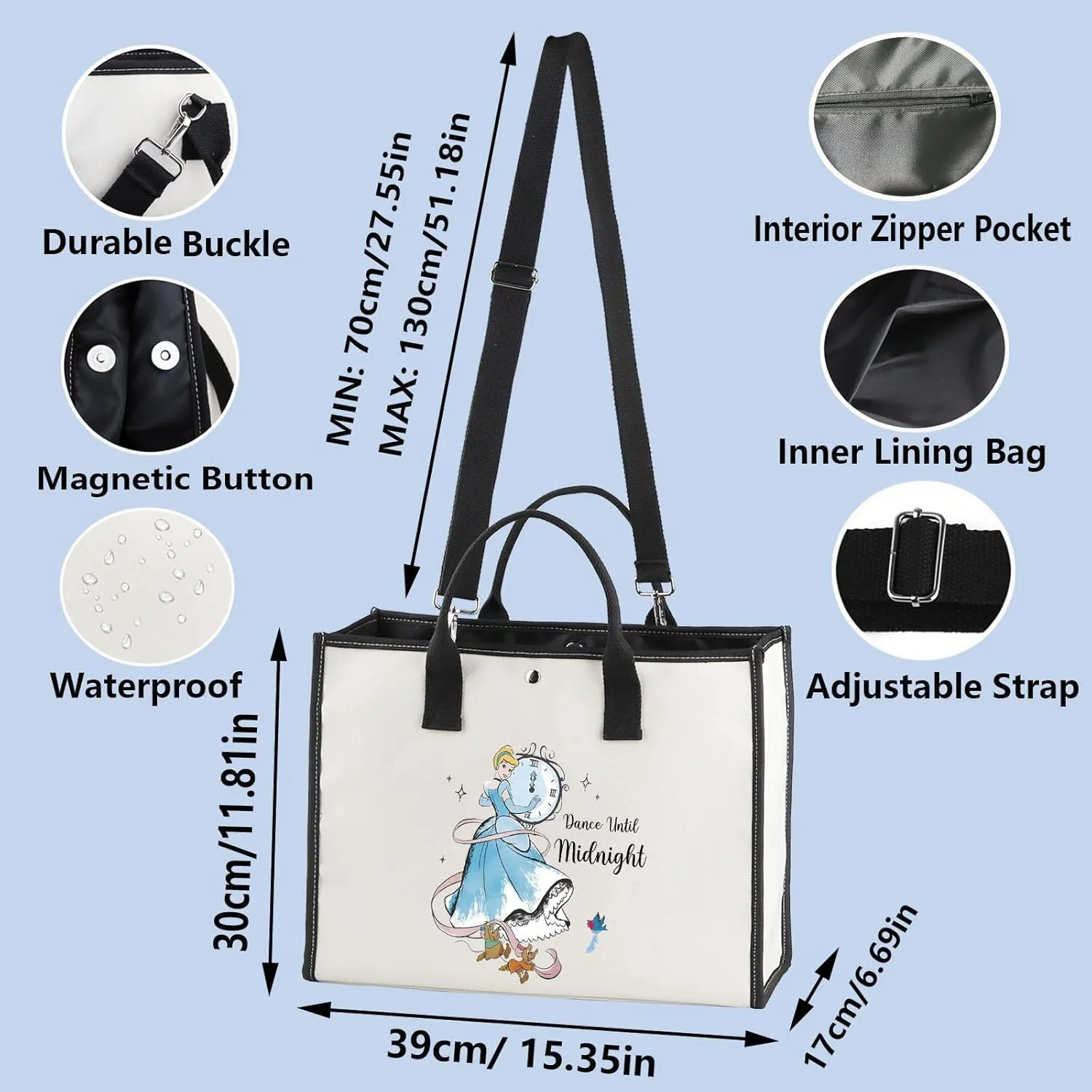 WZMPA Magical Princess Tote Bag Cartoon Rat Fans Gifts Dance Until Midnight Scullery Maid Shoulder Bag Fairy Tales Merch