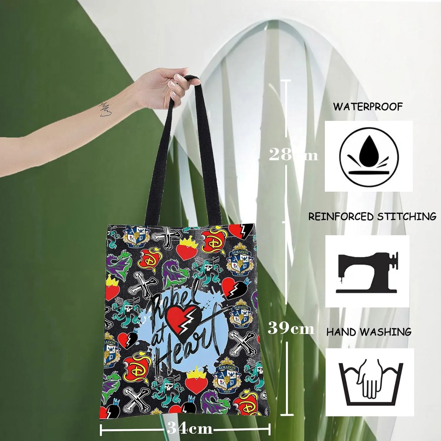 WZMPA Movie Tote Bag Jay ＆ Mal Fans Gift Evil Queen Reusable Grocery Bag Villain Merchandise