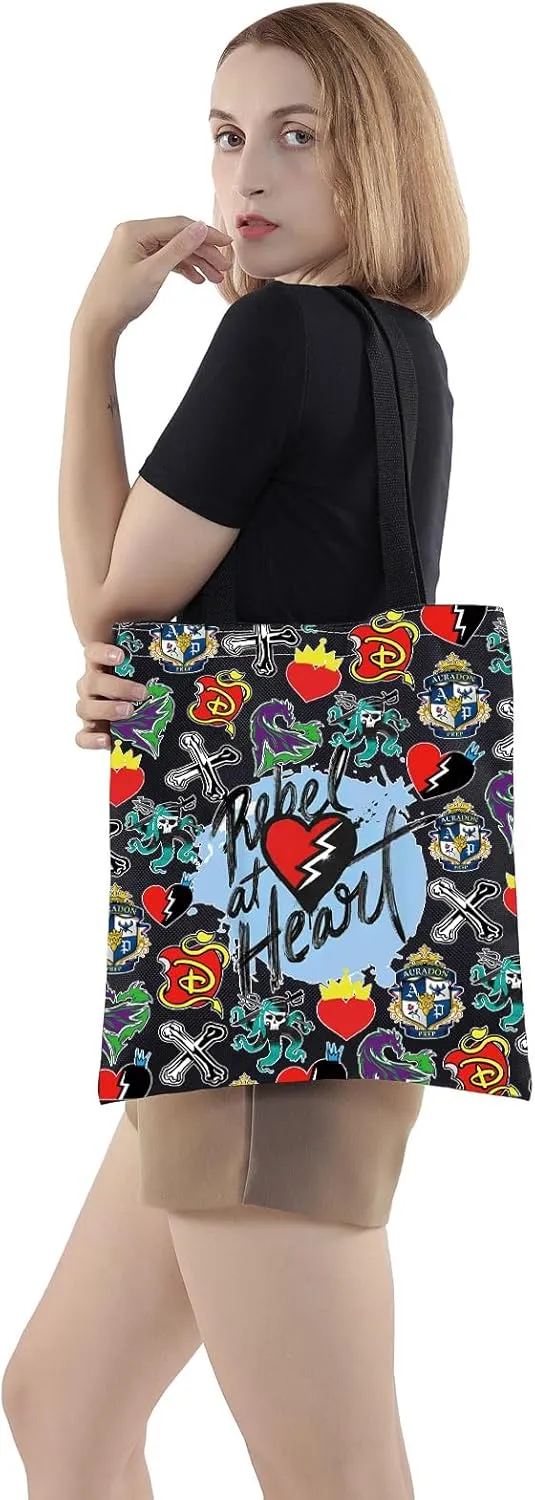 WZMPA Movie Tote Bag Jay ＆ Mal Fans Gift Evil Queen Reusable Grocery Bag Villain Merchandise
