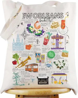 WZMPA New Orleans Travel Tote Bag - Souvenir Gift Reusable Grocery Bag - Merch