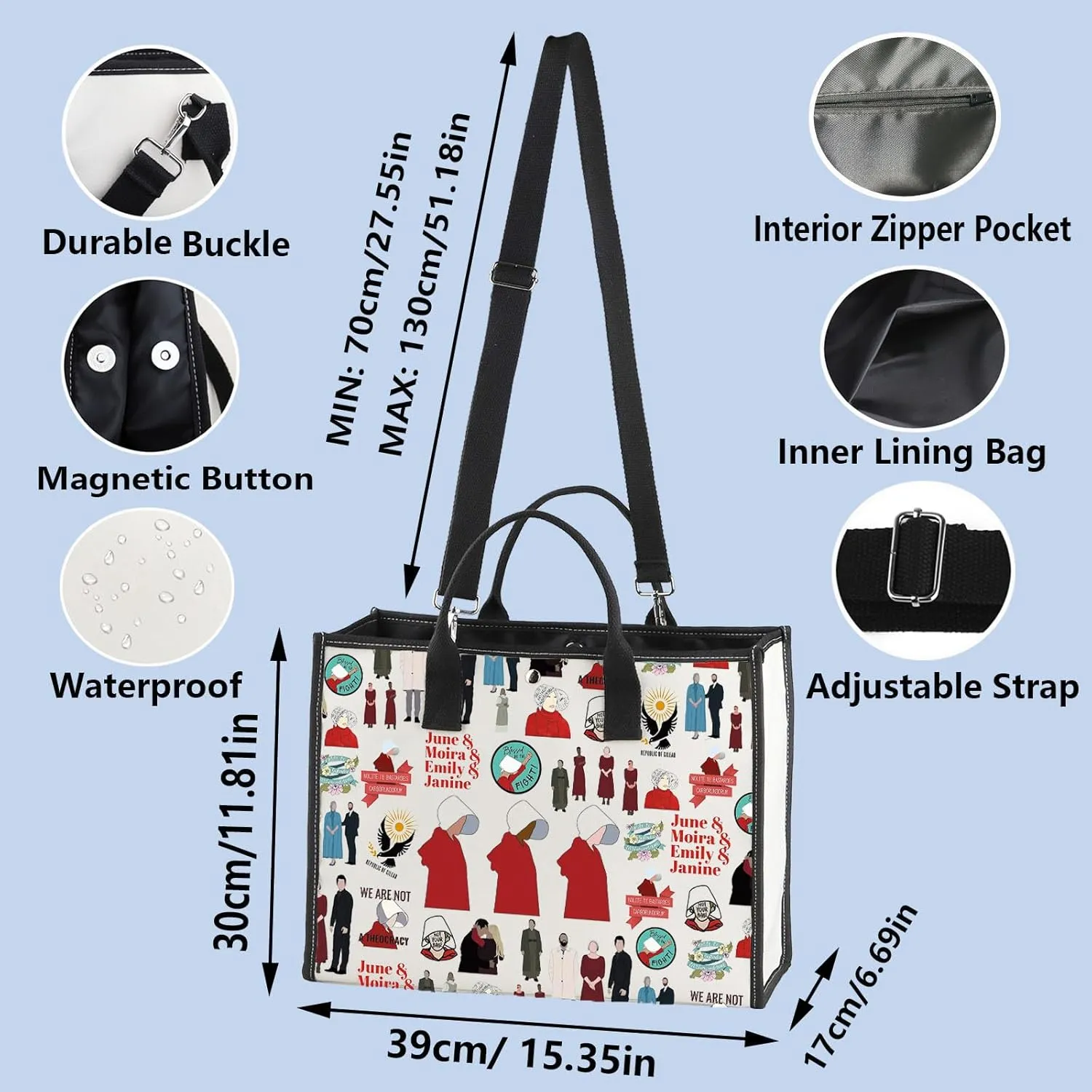WZMPA Offred Tote Bag June ＆Moira＆Emily＆Janine Fans Gift Women's Rights Reusable Grocery Bag Offred Merch
