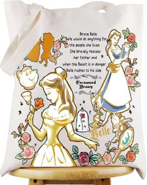 WZMPA Princess Belle Tote Bag - Mrs. Potts & Chip Fans Gift - Brave Belle Shoulder Bag