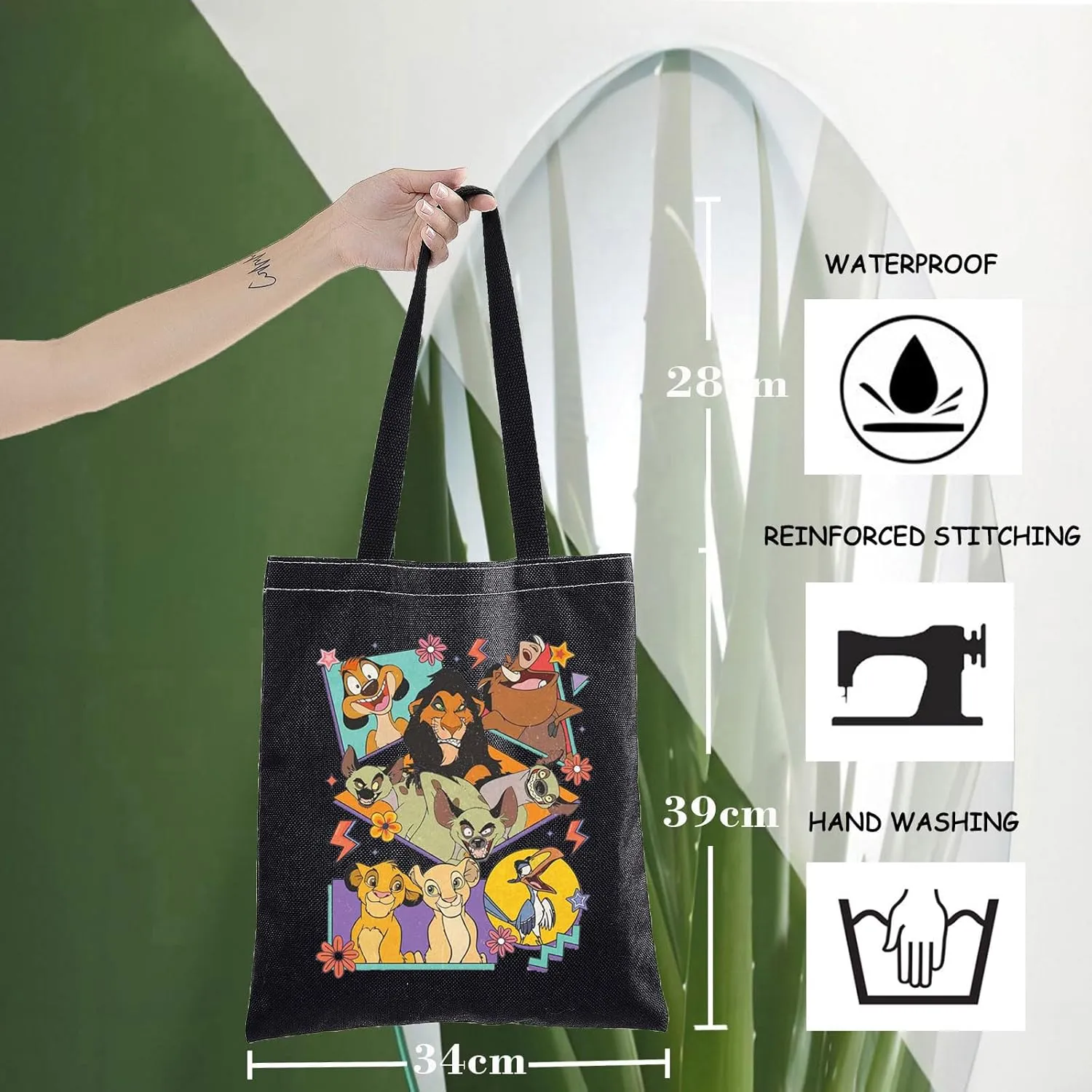 WZMPA Simba Tote Bag Scar Fans Gift Mufasa And Sarabi Reusable Grocery Bag Pumbaa Merchandise