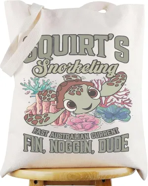WZMPA Squirt Sea Turtle Tote Bag Fire Bruni Fans Gift Squirt’s Snorkeling Fin Noggin Dude Shoulder Bag Nemo & Dory Merch