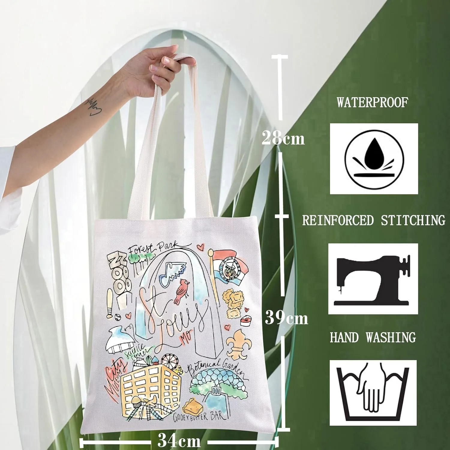 WZMPA St Louis Travel Tote Bag - Missouri Souvenir Gift - Gateway Arch Trip Reusable Grocery Bag