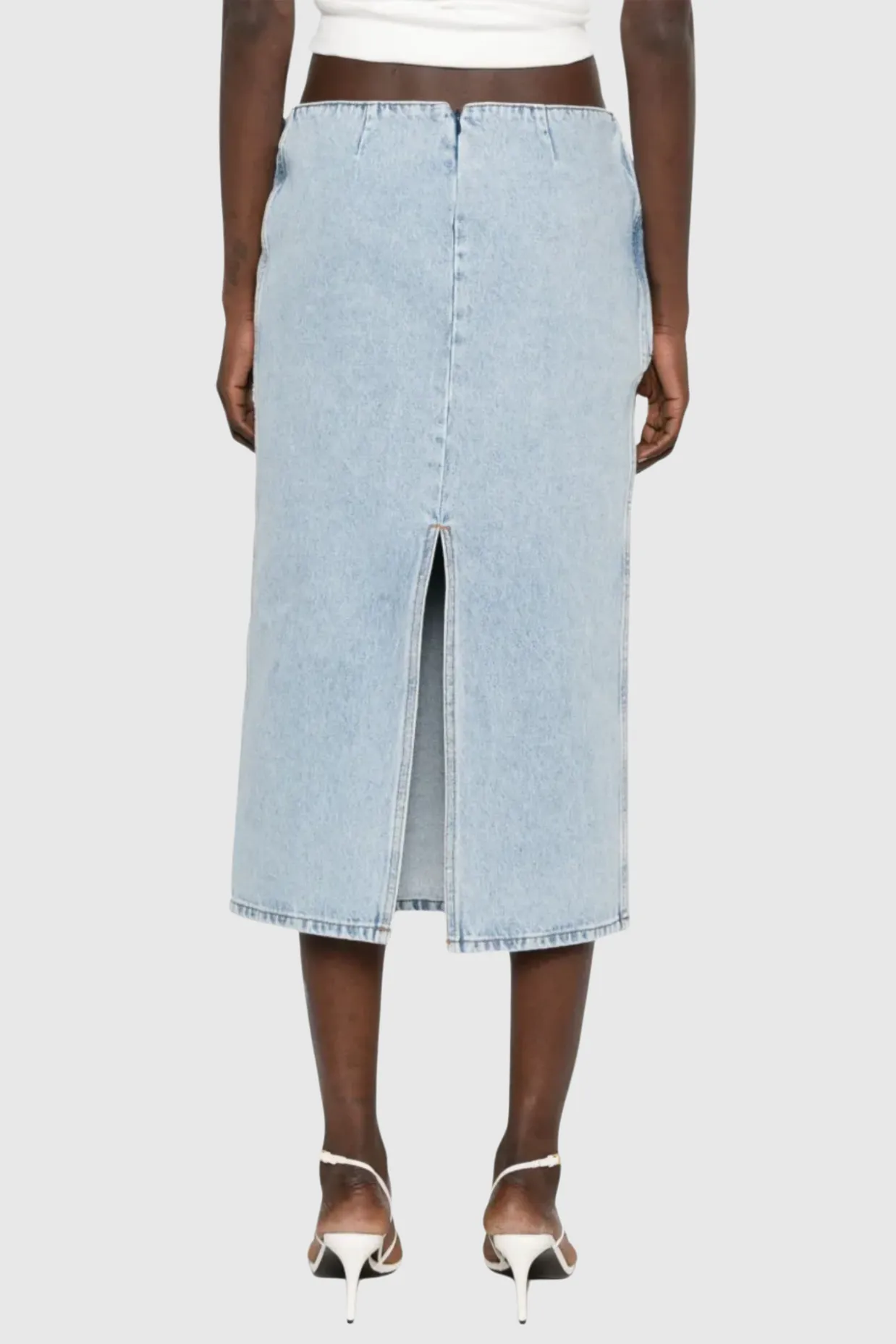 xaviera Floral Appliqué Denim Midi Skirt