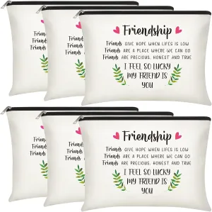 Xuniea 6 Pieces Friendship Cosmetic Bag Gifts for Women Girls Weekend Friends Makeup Bag for Friendship Travel Pouch Friend BFF Gifts for Women Birthday(Leaf Pattern)