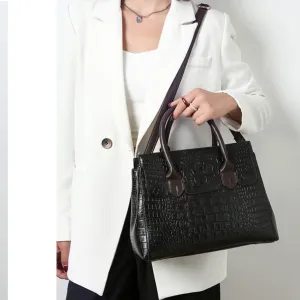 XXGJOALD-Purses and Handbags for Women Crocodile Pattern Tote Leather Top-Handle Satchel