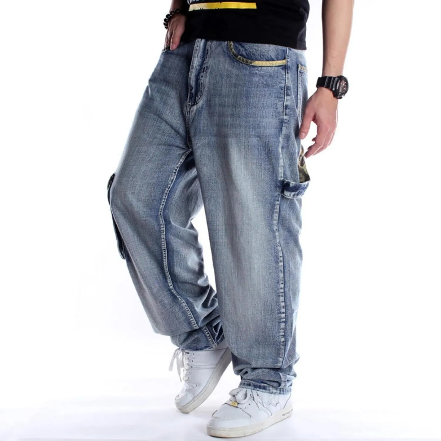 Y2k Baggy Jeans Skater Pants Men Loose Jeans Hip Hop Oversized Pants Relaxed Loose Fit Cargo Black Trousers