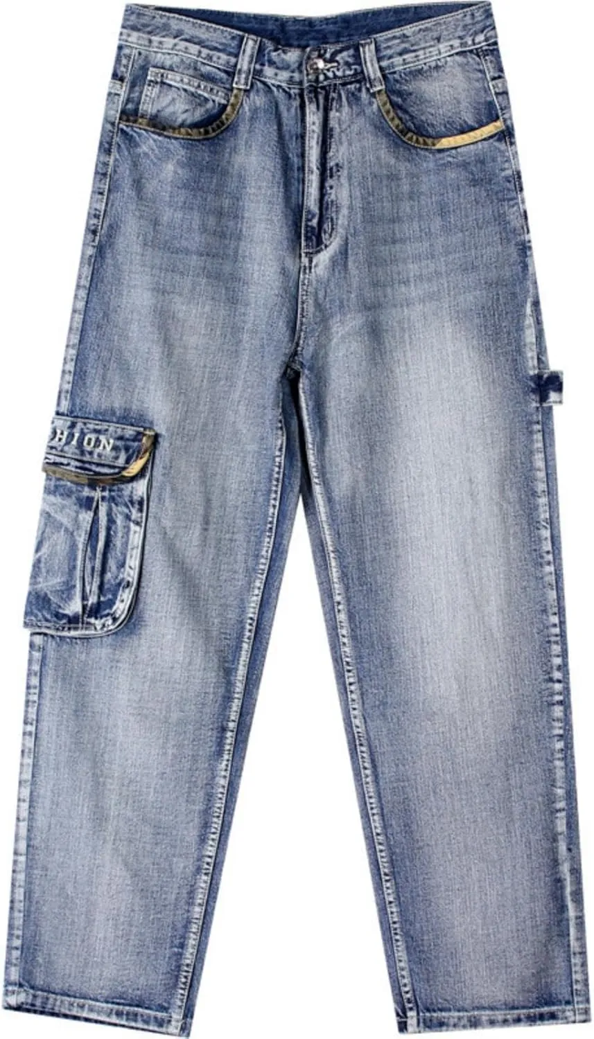 Y2k Baggy Jeans Skater Pants Men Loose Jeans Hip Hop Oversized Pants Relaxed Loose Fit Cargo Black Trousers