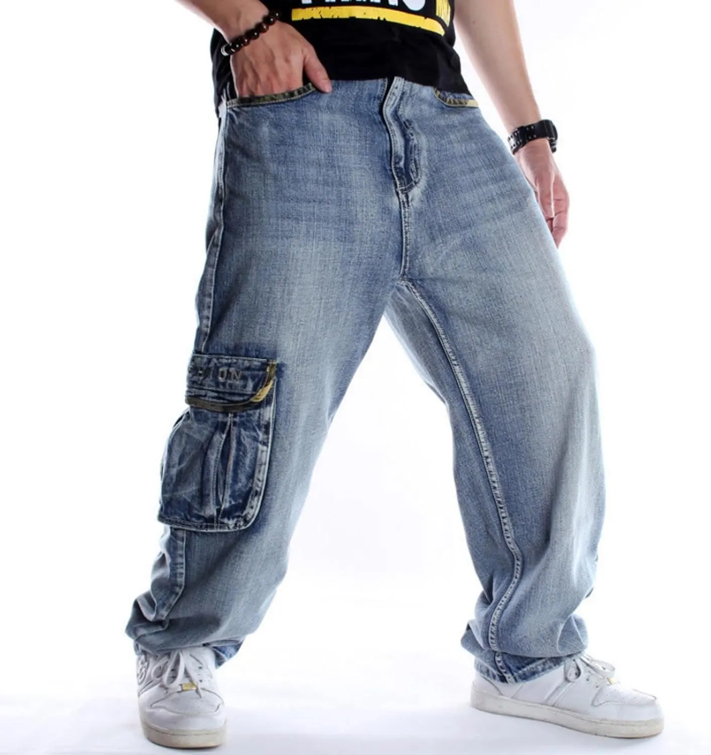 Y2k Baggy Jeans Skater Pants Men Loose Jeans Hip Hop Oversized Pants Relaxed Loose Fit Cargo Black Trousers