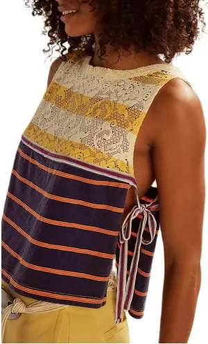 Y2k Embroidered Side Tie Vest Tops Cute Summer Lace Floral Cropped Tank Vintage Sleeveless Going Out Tops for Women