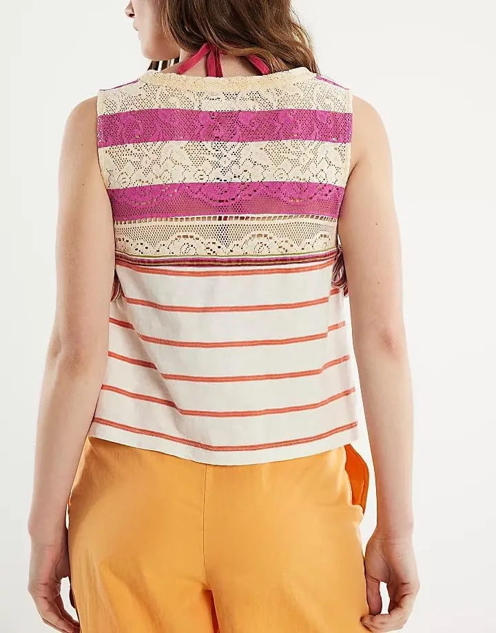 Y2k Embroidered Side Tie Vest Tops Cute Summer Lace Floral Cropped Tank Vintage Sleeveless Going Out Tops for Women