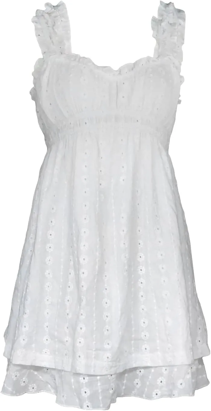 Y2k Floral Embroidery Graduation Mini Dress for Women Teen Girls Ruffle Hem Sleeveless Lace Short Party Dress