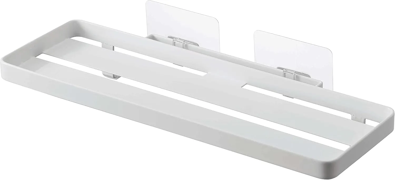 YAMAZAKI Home Tower Self-Adhesive Bathroom Sink Organizer Rack - Versatile Storage For Toothbrushes, Makeup, Hair Products - Easy Installation On Tile, Plastic, Metal - Space-Saving Tray - Steel
