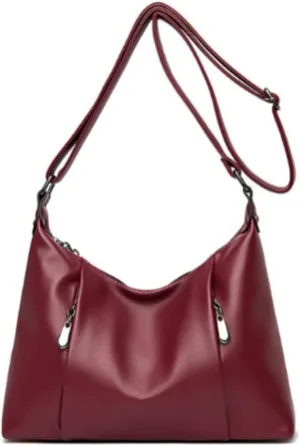 YAQUNICER Women Hobo Shoulder Handbag Lychee Pattern Purse Crescent Shape Crossbody
