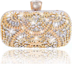 Yokawe Womens Crystal Evening Clutch Bag Bridal Wedding Purse Rhinestone Party Prom Handbag