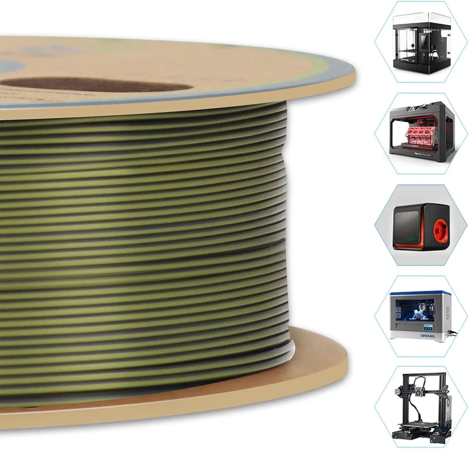 YOUSU Silk Dual Color PLA Filament, Coextrusion Filament, Multicolor 3D Printer Filament 1kg, Dichromatic Filament 1.75mm (± 0.03 mm) Compatible with Most of 3D Printer, Silk Silver Bronze