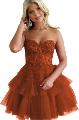 zcbang Short Homecoming Dresses for Teens 2024 Sparkly LaceTulle Stapless Mini Cocktail Gown