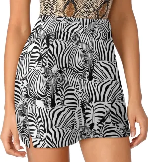 Zebra Pattern Women's Skort High Waisted A-line Short Skirt Double Layer Sport Golf Skirts Workwear