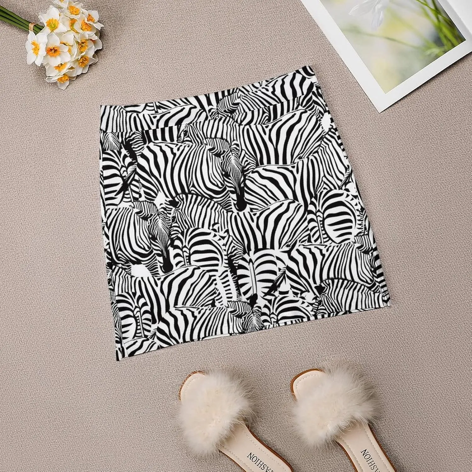 Zebra Pattern Women's Skort High Waisted A-line Short Skirt Double Layer Sport Golf Skirts Workwear
