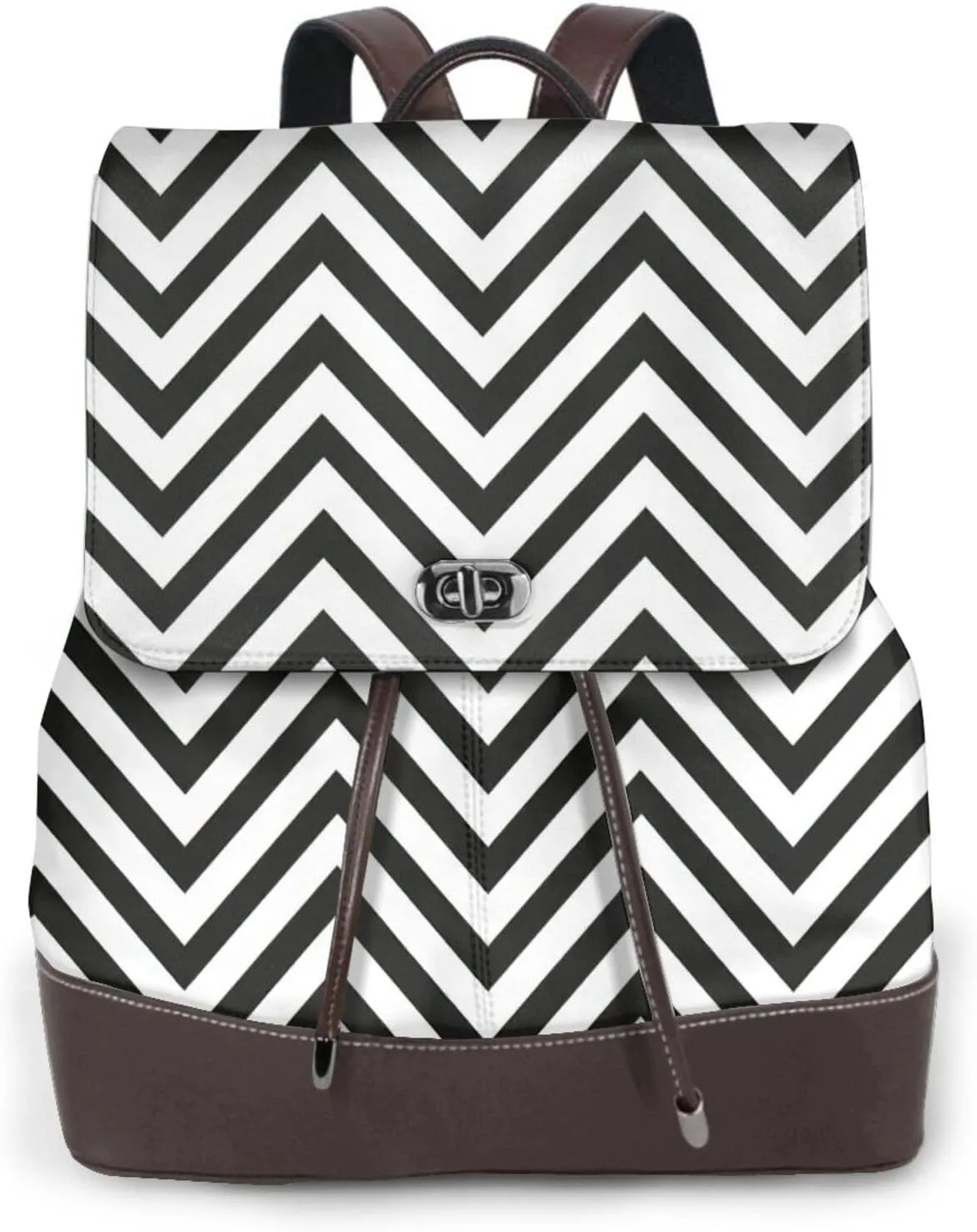 ZigZag Stripe Print Women's leather backpack,Ladies Travel Fashion Back Pack,Casual backpack for Work