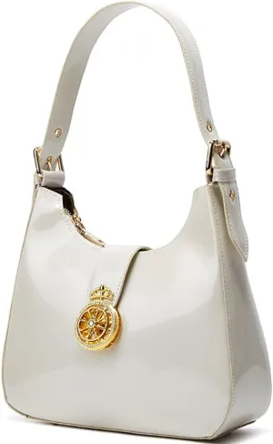 ZiMing Glossy Patent Leather Handbags Purse for Women Vintage Hobo Bag Shoulder Bag Ladies Small Tote Bag for Party Wedding