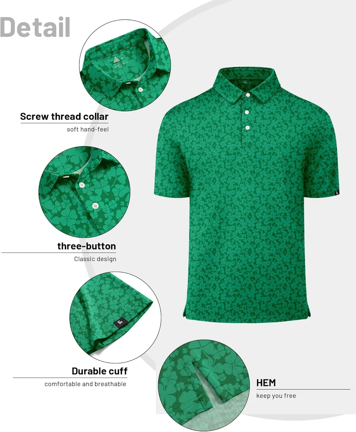 ZITY Mens Print Polo Shirts Short Sleeve Moisture Wicking Shirts for Men Golf Tennis Daily Casual Collared T-Shirt