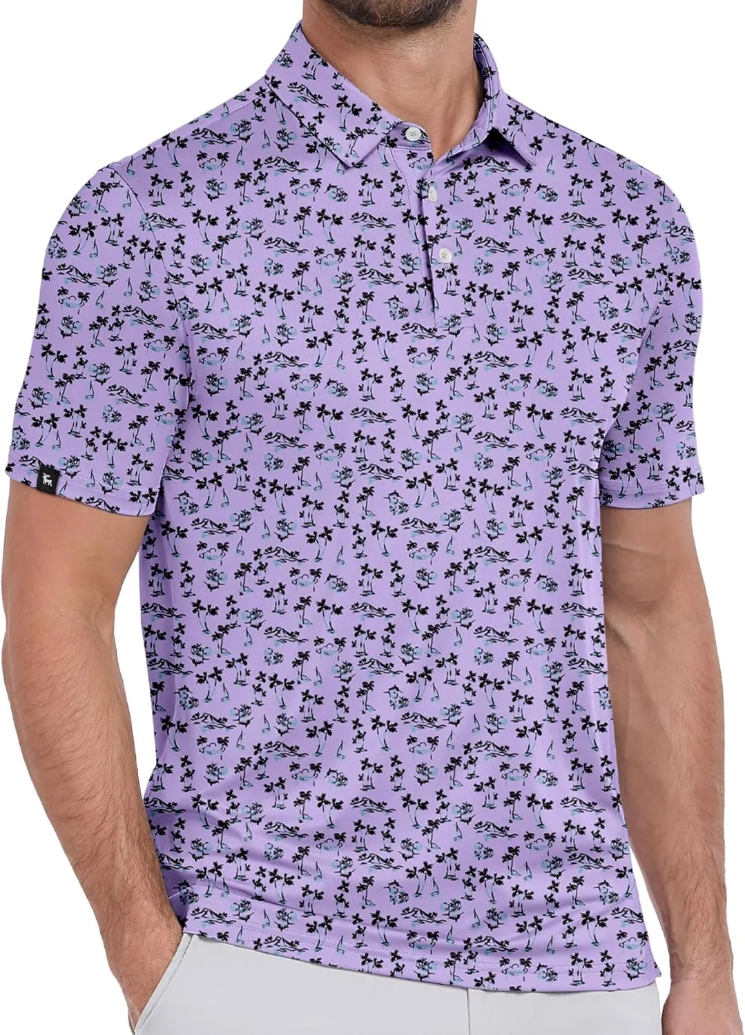 ZITY Mens Print Polo Shirts Short Sleeve Moisture Wicking Shirts for Men Golf Tennis Daily Casual Collared T-Shirt