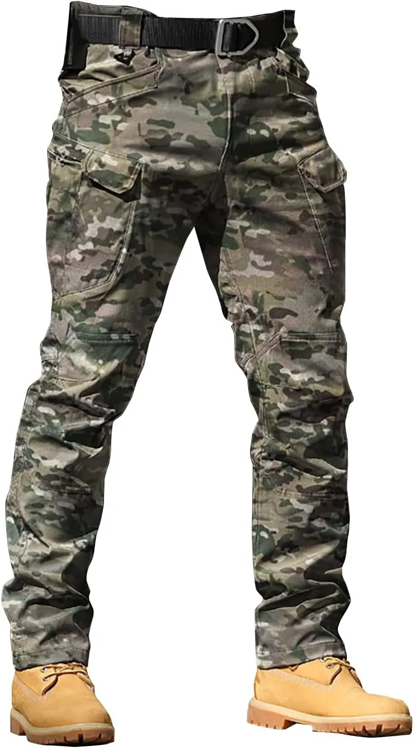 ZYXTIM Men's Hiking Trousers Softshell Tactical Cargo Pants Water-Resistant Breathable Windproof Outdoor Walking Work Pant