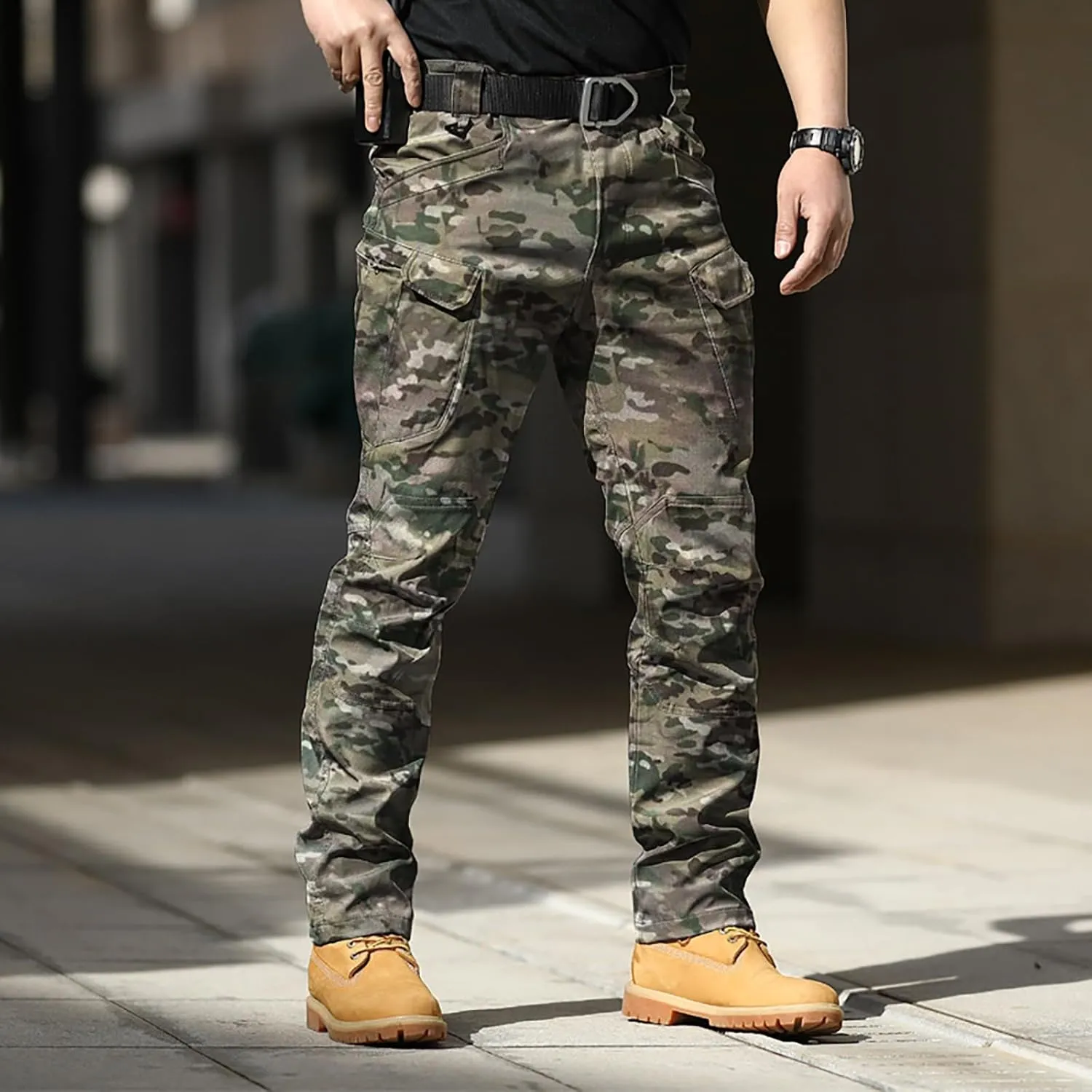 ZYXTIM Men's Hiking Trousers Softshell Tactical Cargo Pants Water-Resistant Breathable Windproof Outdoor Walking Work Pant
