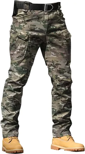 ZYXTIM Men's Hiking Trousers Softshell Tactical Cargo Pants Water-Resistant Breathable Windproof Outdoor Walking Work Pant